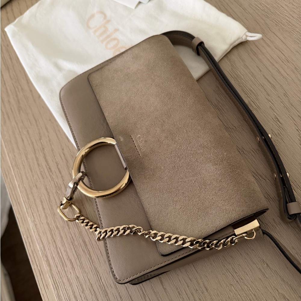 Chloe Beige Leather and Suede Crossbody Bag - Picture 3 of 12